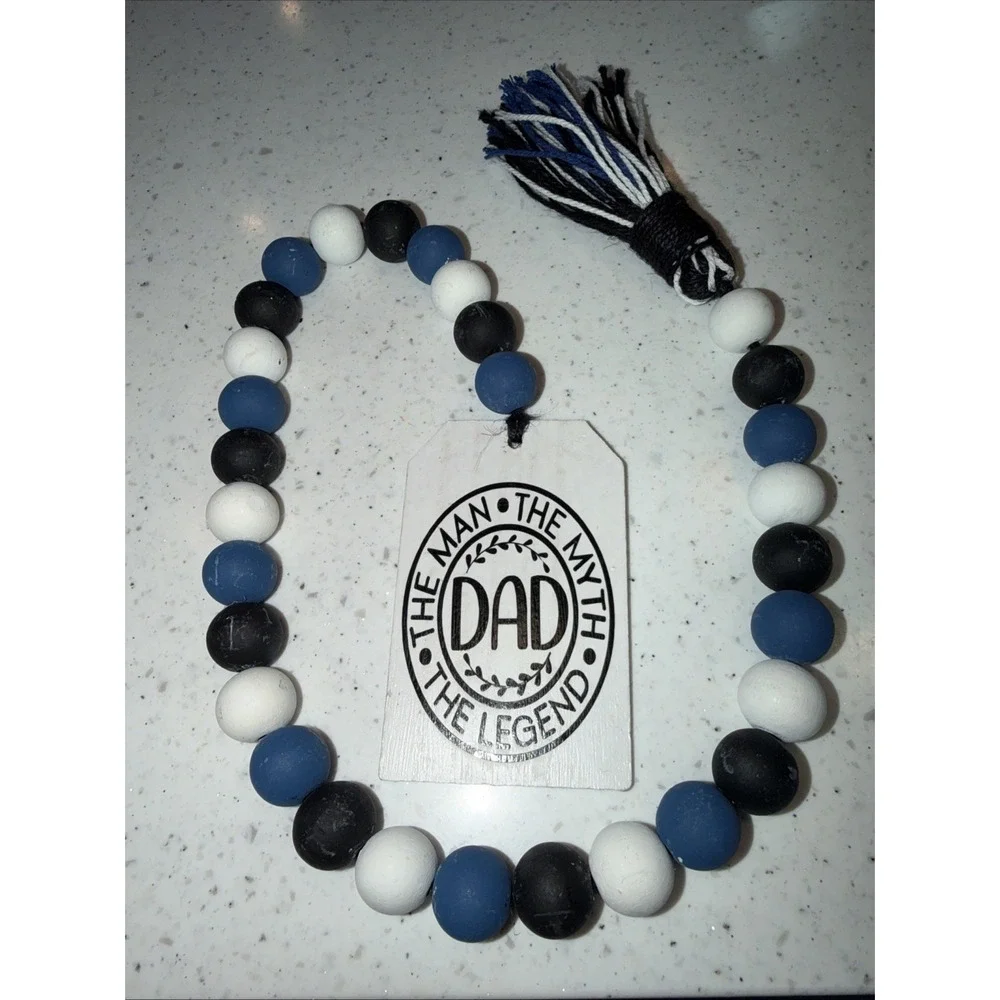 Father's Day Handmade Wood Bead Garland‎ The Man The Myth The Legend Decor Gift